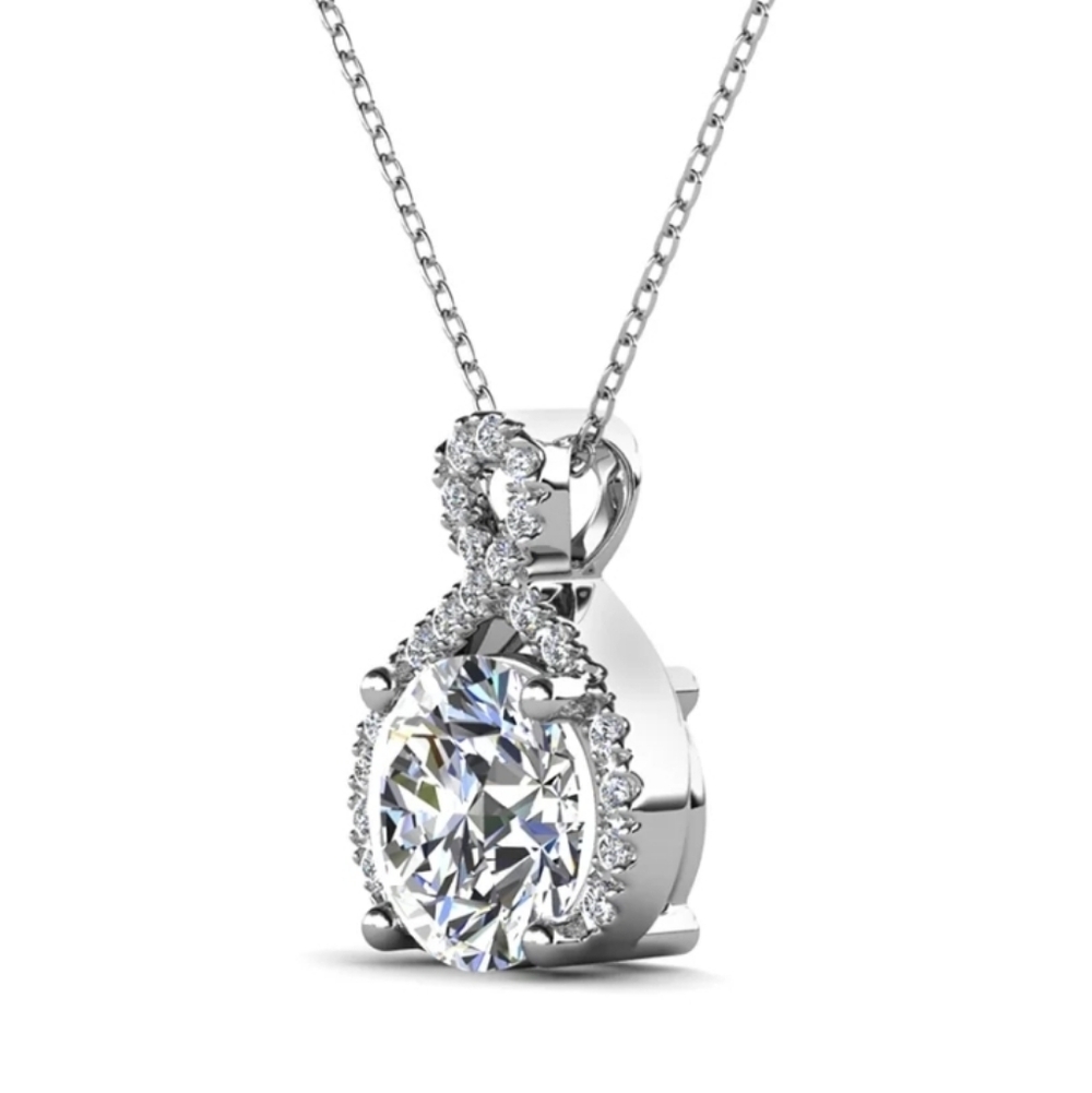 Cate & Chloe Alessandra 18k White Gold Plated Necklace with Simulated Diamond